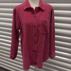 L.L.Bean Comfort Corduroy Relaxed Long-Sleeve Shirt Women's Small Magenta